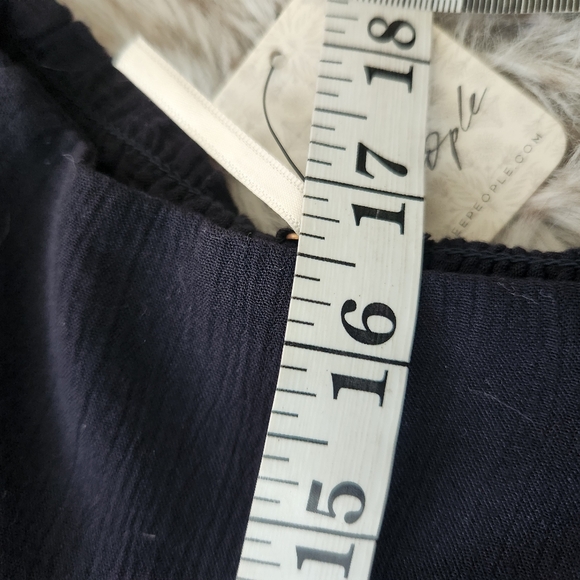 Free People Angie's Set Bottoms Only Wide Leg Black Viscose‎ Pants Women's Large - Picture 12 of 13